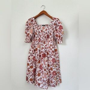 Ivy Street White & Brown Fall Floral Patterned Smocked Dress Women’s Size 1X